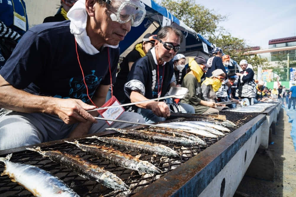 Pacific Saury Grilling Festival Wallpaper