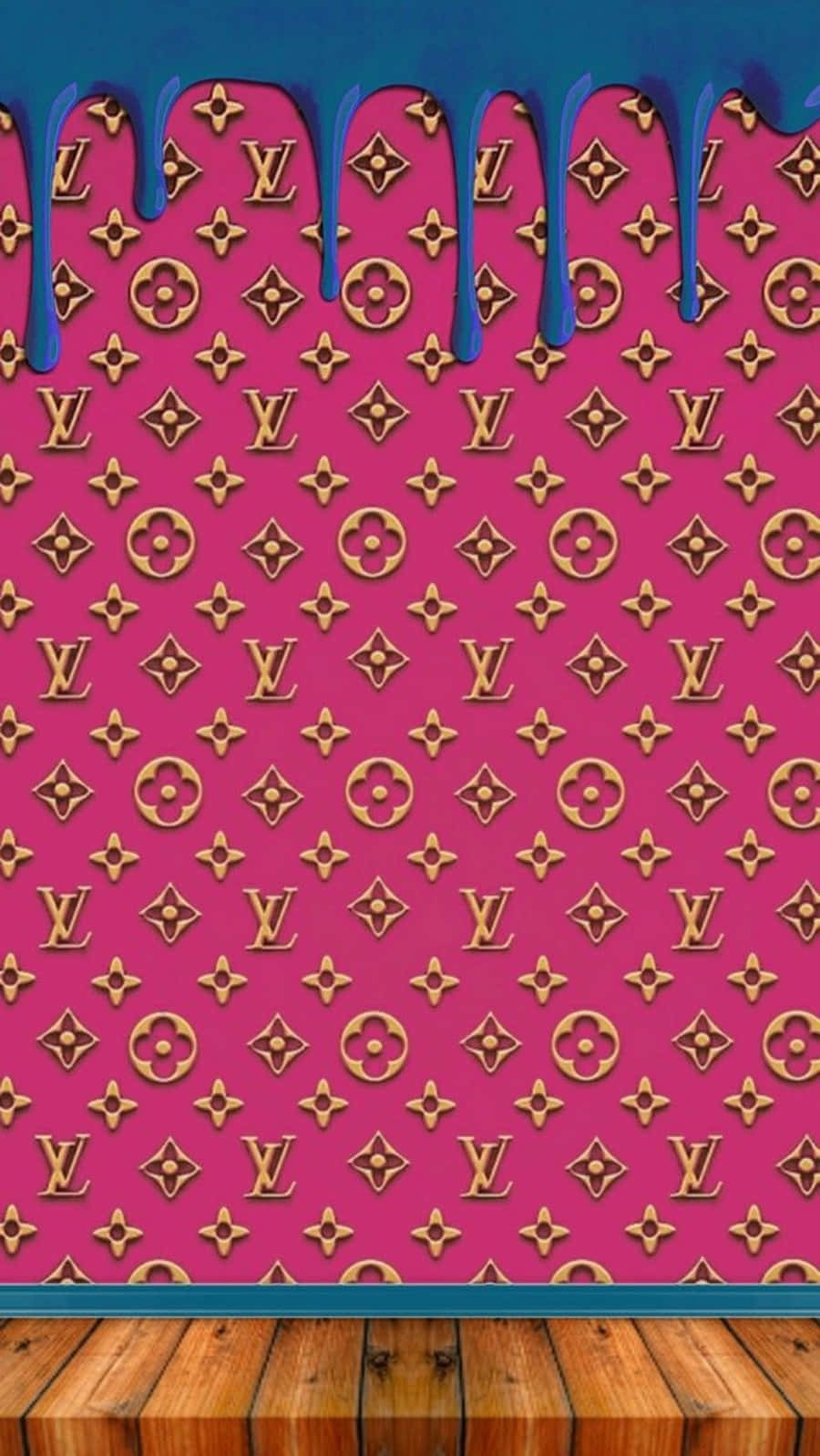 Paint Drip Louis Vuitton Pink Wallpaper