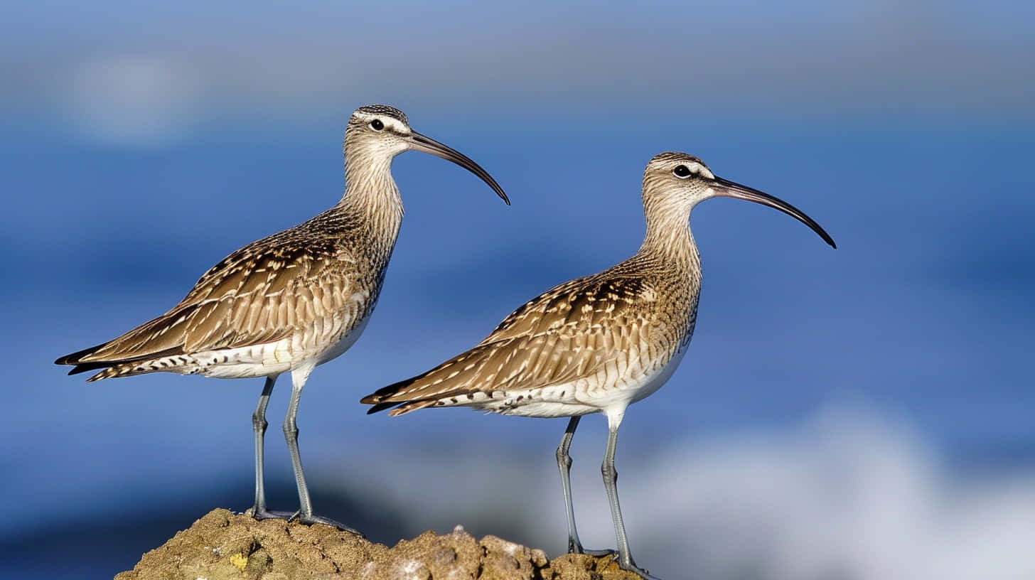 Pairof Whimbrelson Coastal Rocks Wallpaper