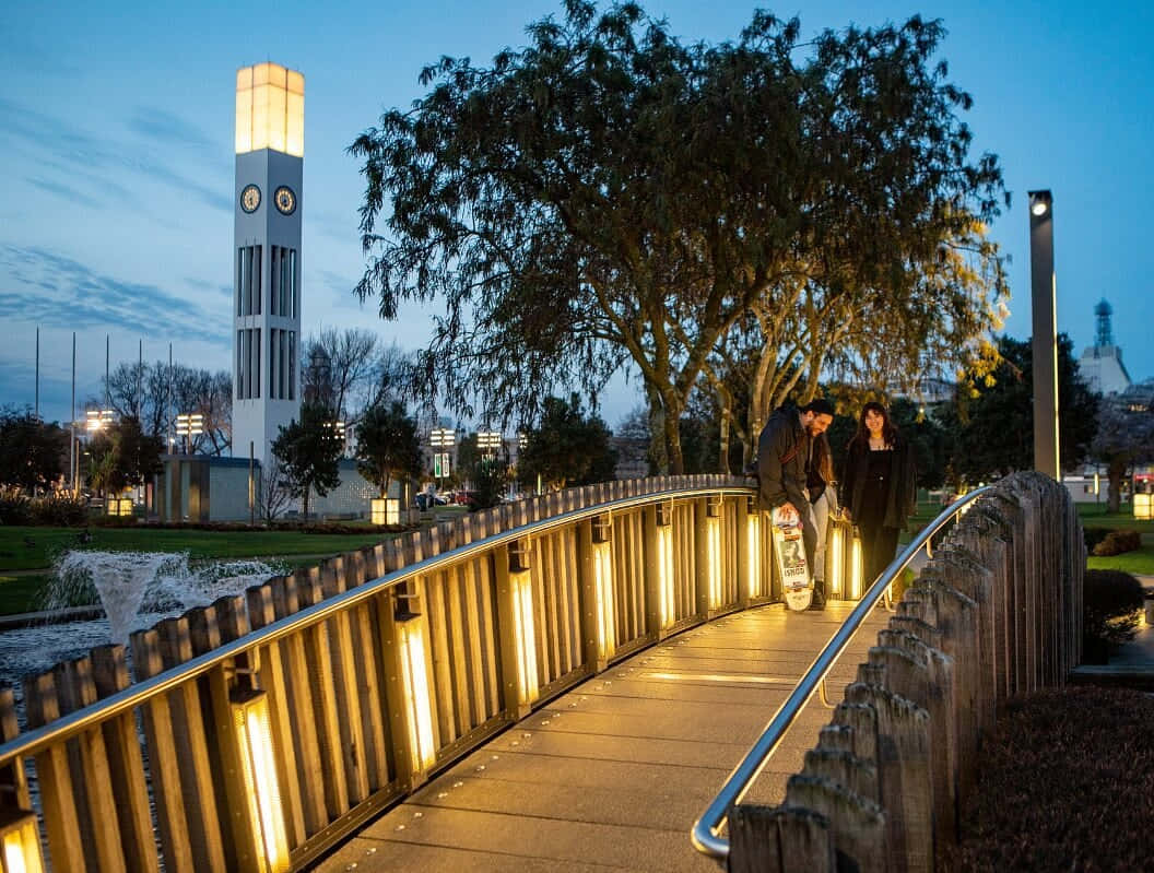 Palmerston North Clock Tower Evening Stroll Wallpaper