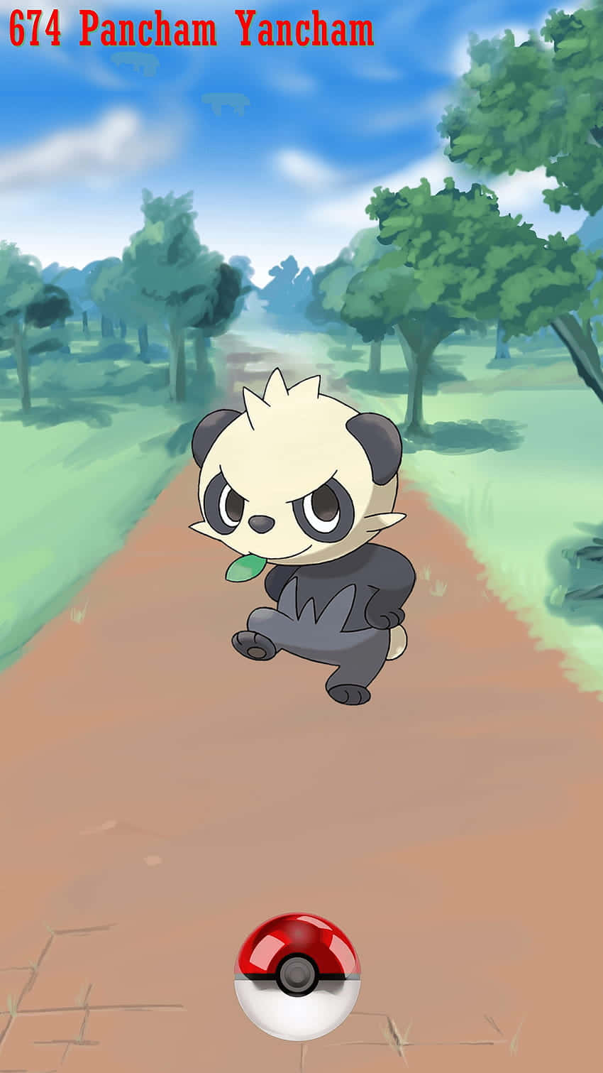 Pancham In Front Of Pokeball Wallpaper