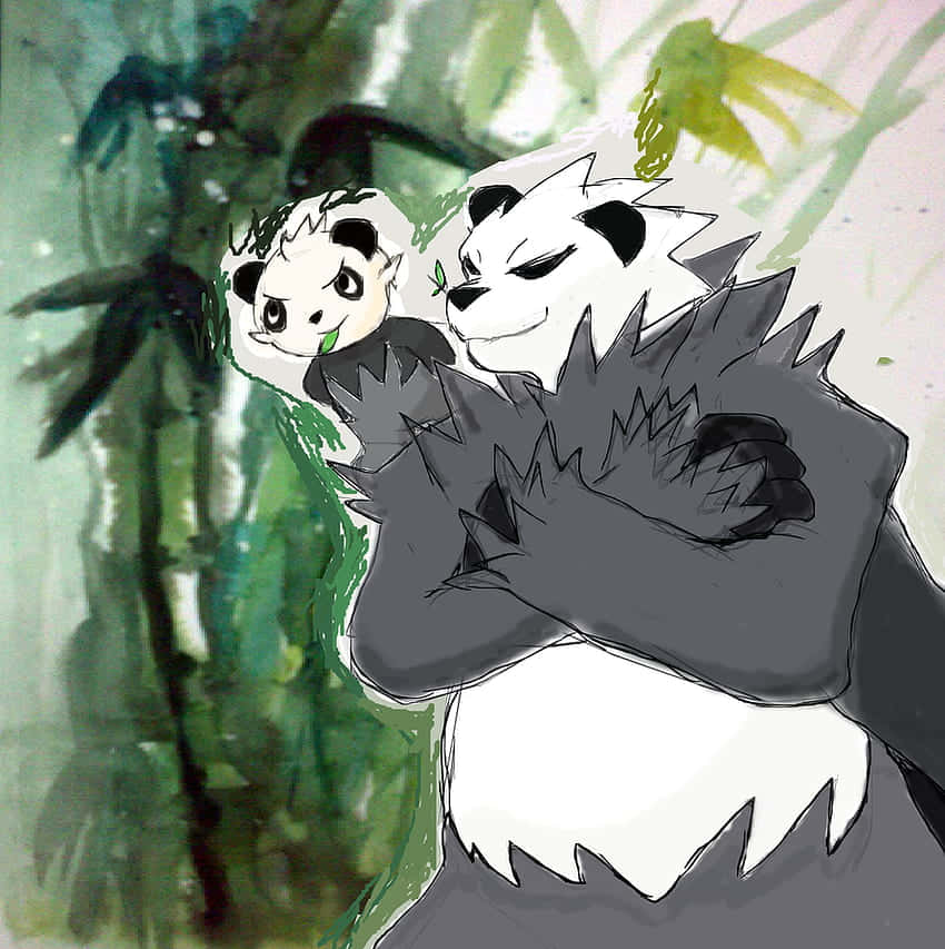 Pancham On Pangoro Shoulder Wallpaper