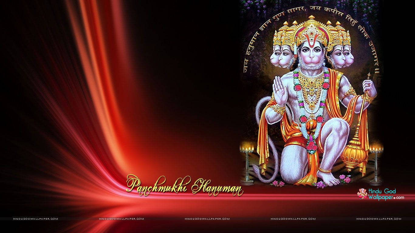 Panchmukhi Hanuman In Elegant Red Wallpaper