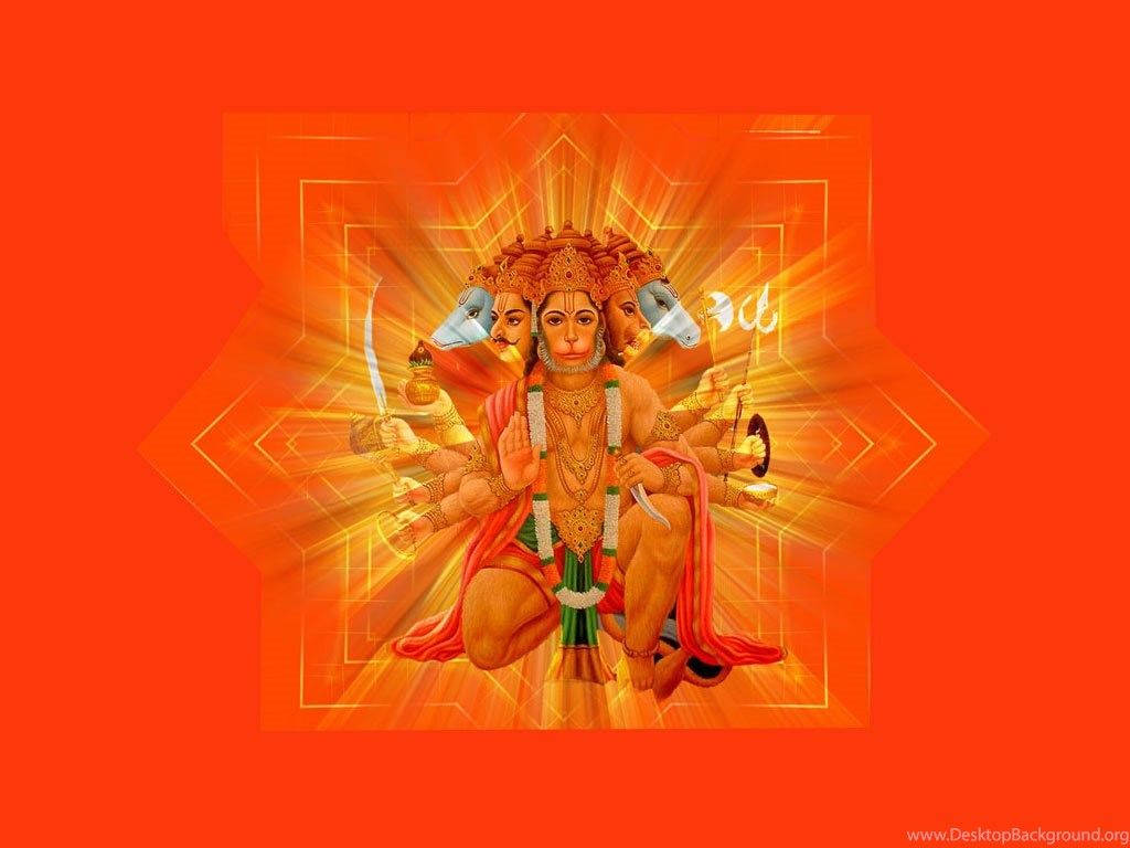 Panchmukhi Hanuman With Eight Sided Star Wallpaper