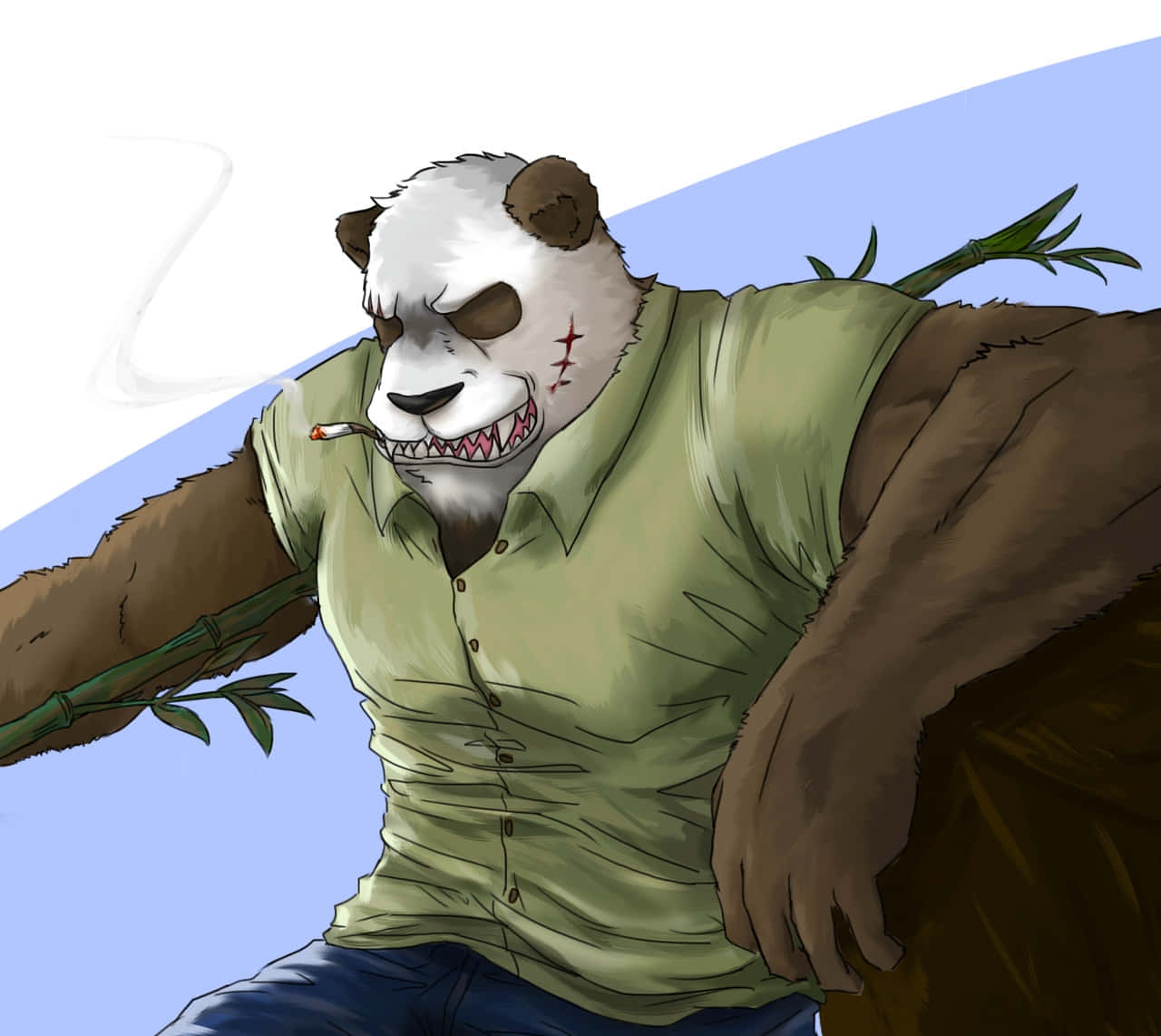 Panda_ Gohin_ Smoking_ Artwork Wallpaper