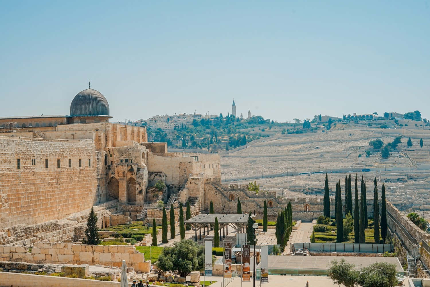 Panoramic View Of Jerusalem's Old City At Sunset Wallpaper