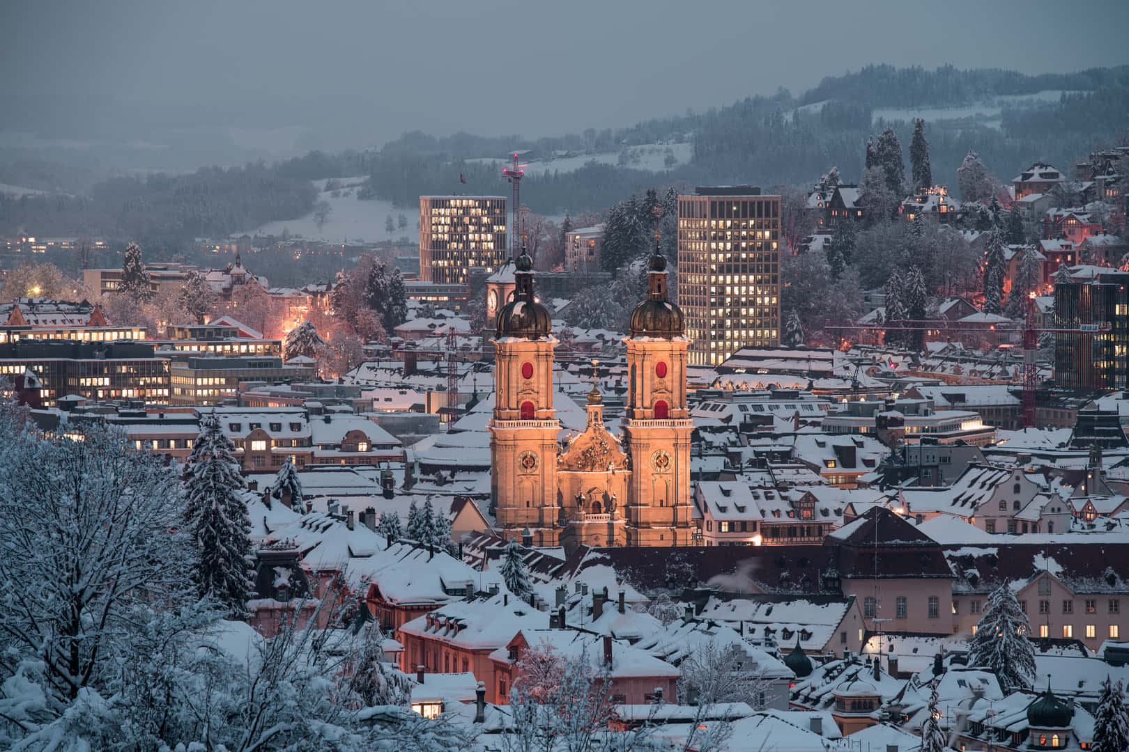 Panoramic View Of The Beautiful City Of St. Gallen, Switzerland Wallpaper