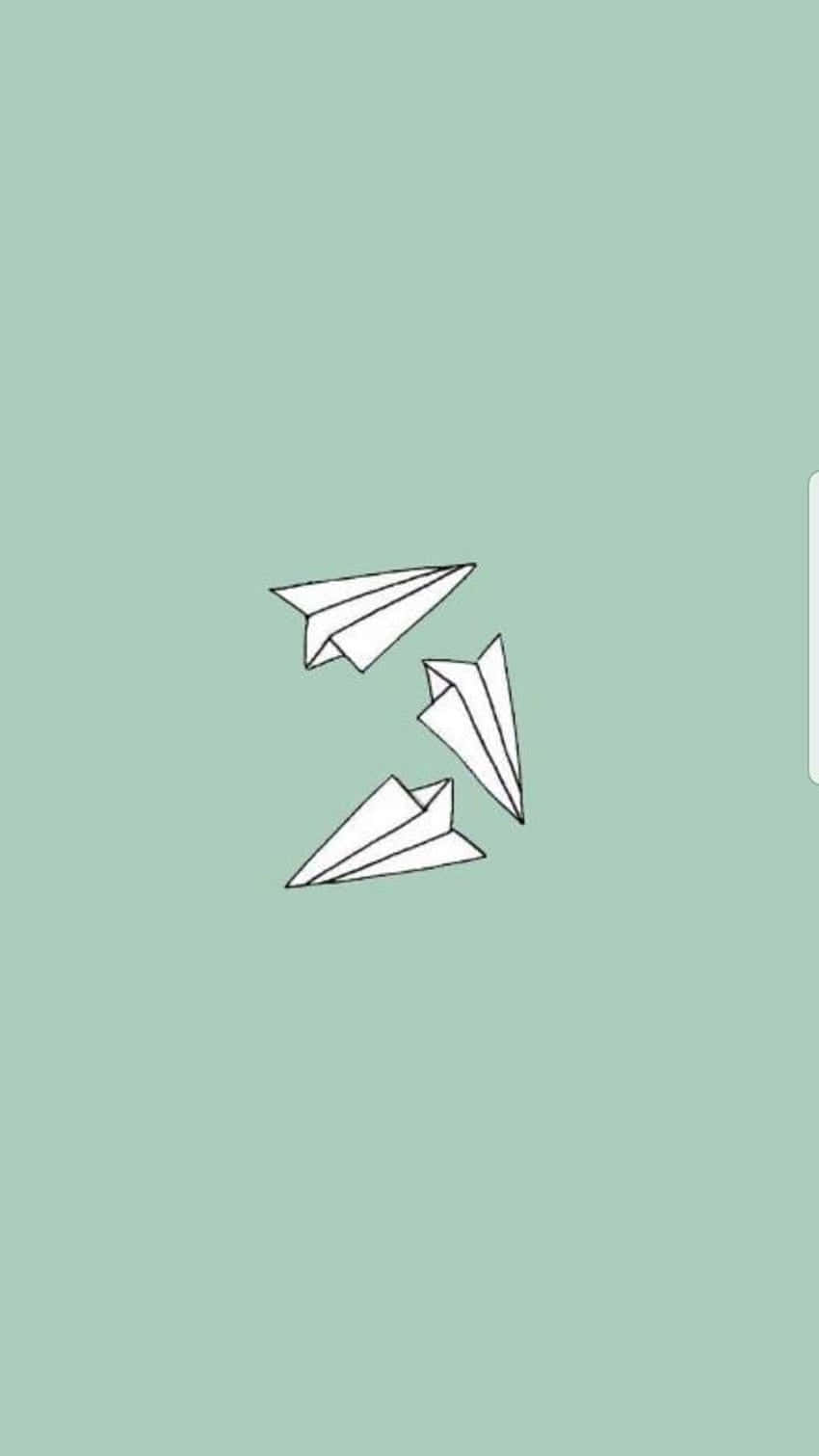 Paper Planes Green Background Wallpaper Wallpaper