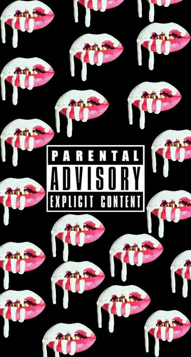 Parental Advisory Lips Pattern Wallpaper