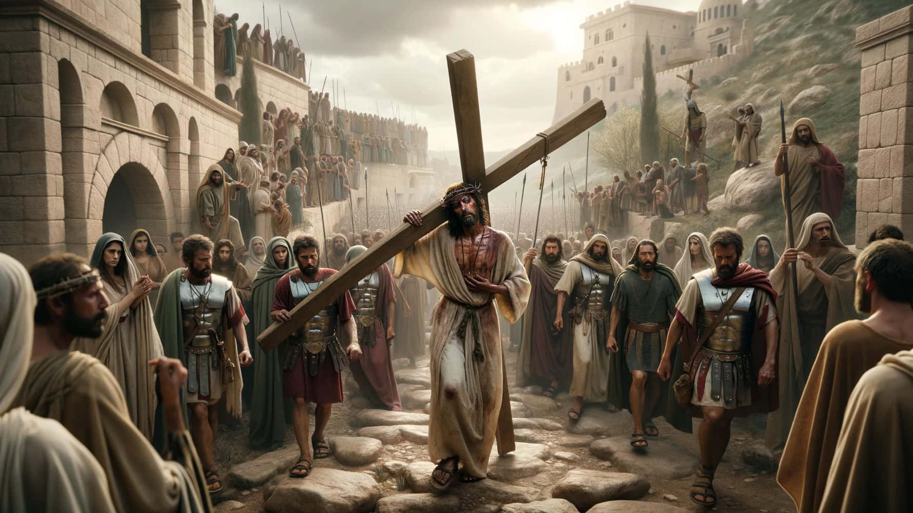 Passion_of_ Christ_ Carrying_ Cross Wallpaper