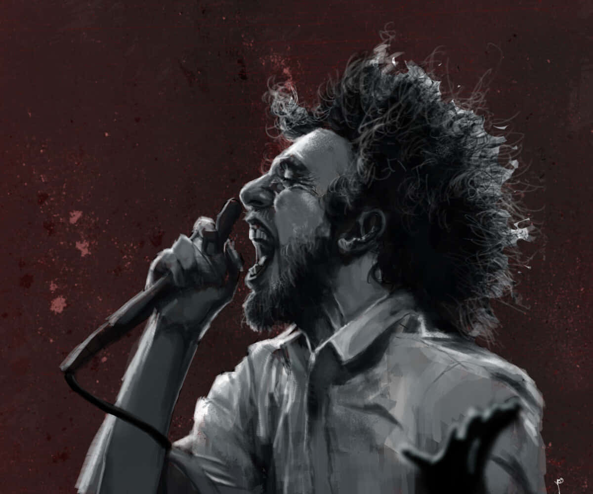 Passionate Rock Vocalist Artwork Wallpaper