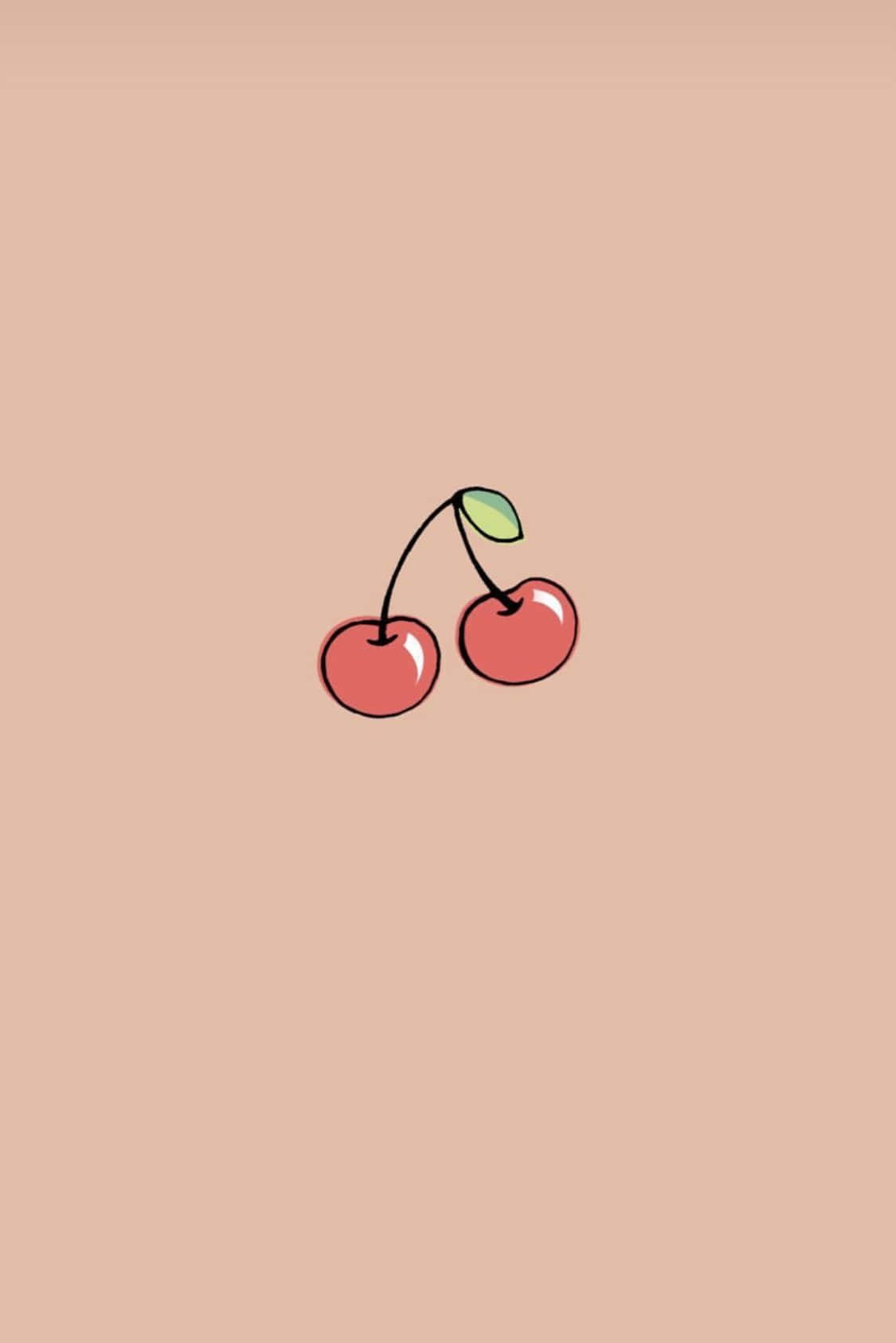 Pastel Brown Minimalist Cute Cherry Wallpaper