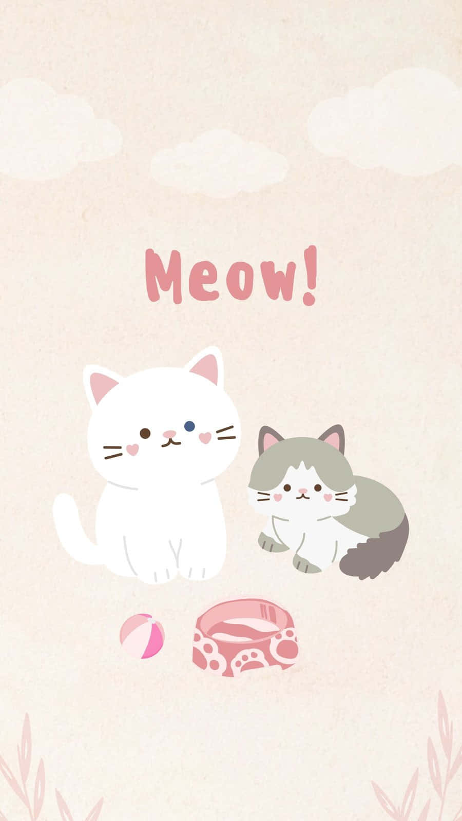 Pastel_ Cat_ Friends_ Meow_ Illustration Wallpaper