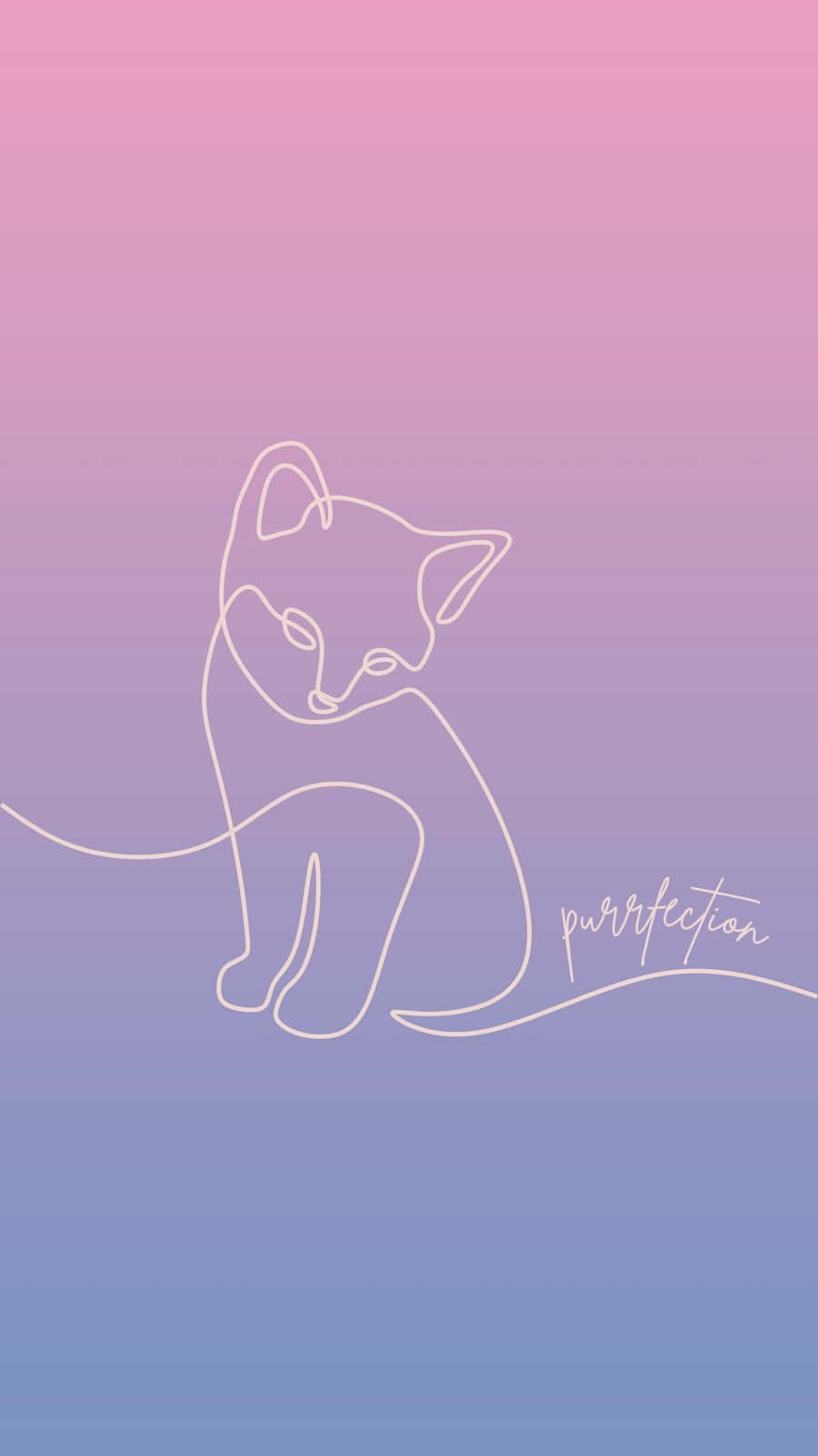 Pastel Cat Line Art Purrfection Wallpaper