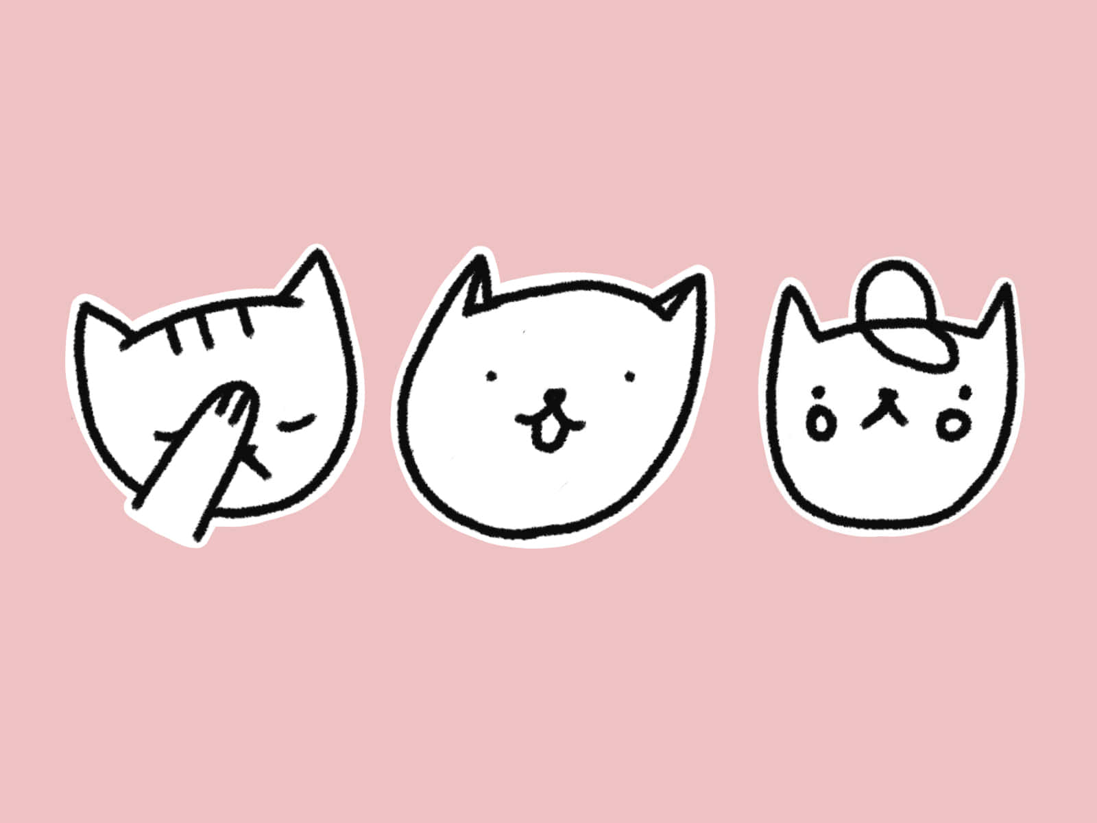 Pastel Cat Trio Illustration Wallpaper