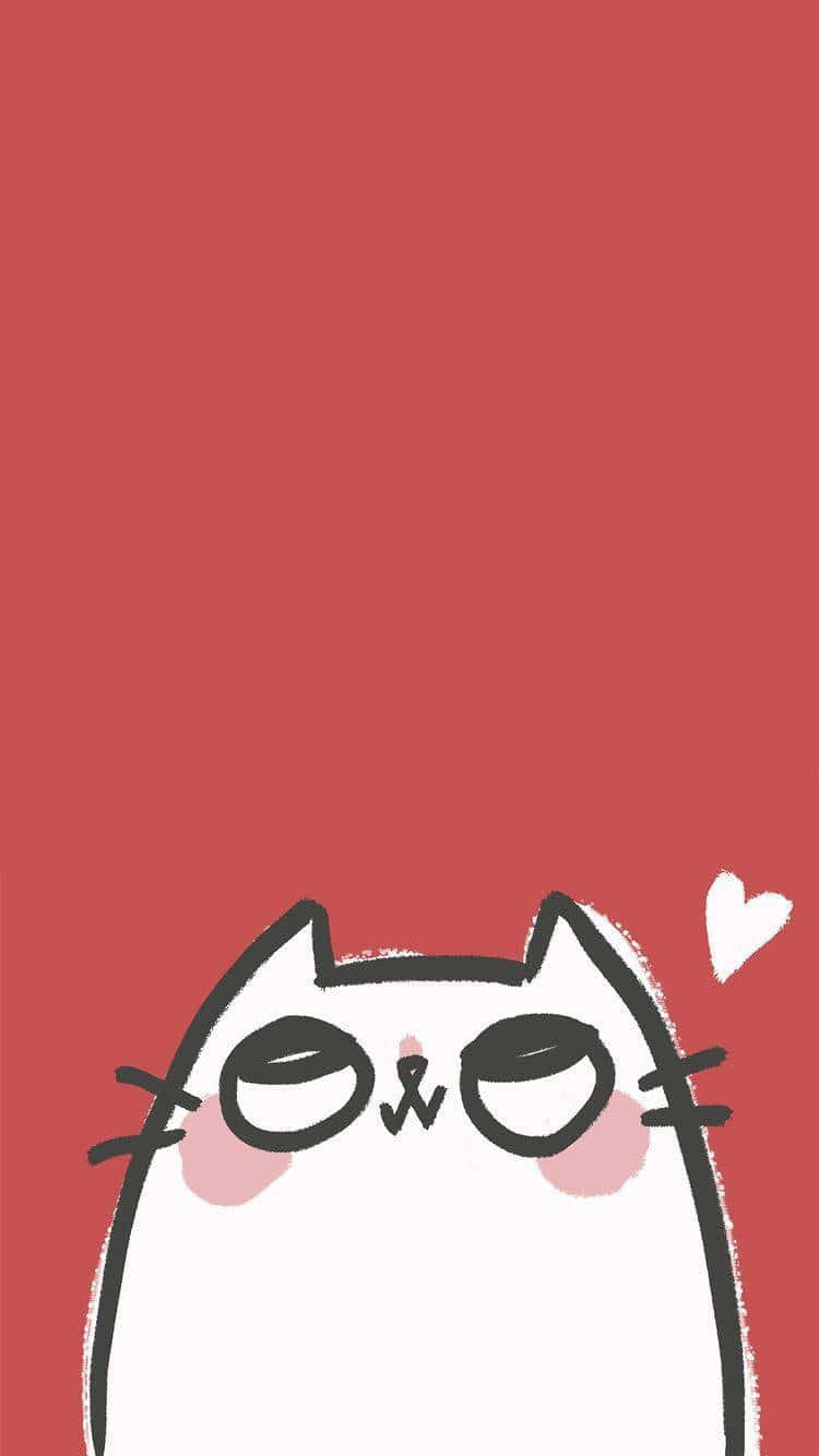 Pastel Cat With Heart Wallpaper