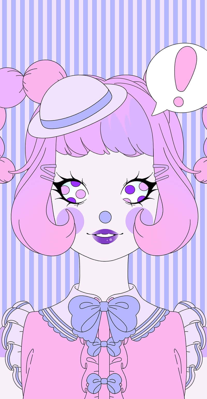 Pastel Clown Girl Illustration Wallpaper