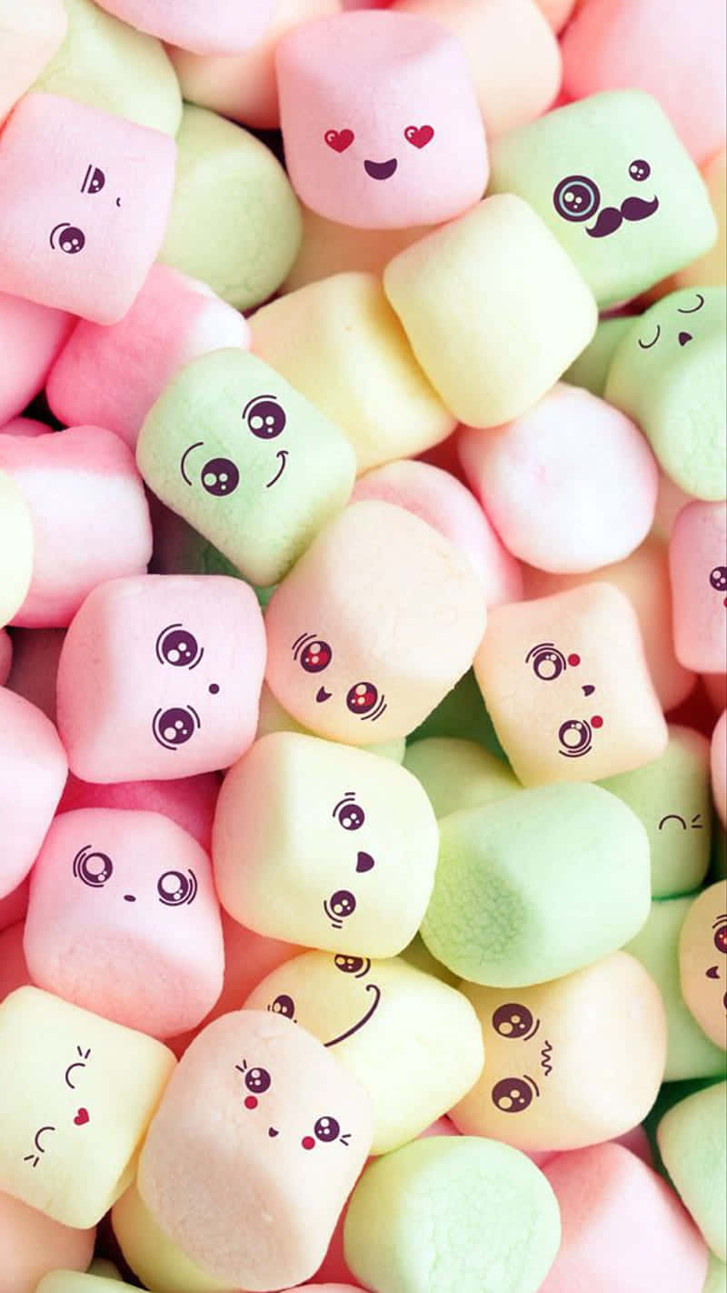 Pastel Faces Cute Candies Wallpaper