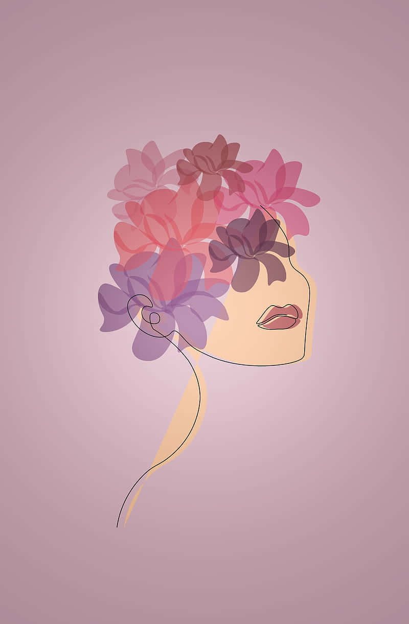 Pastel Floral Profile Art Wallpaper