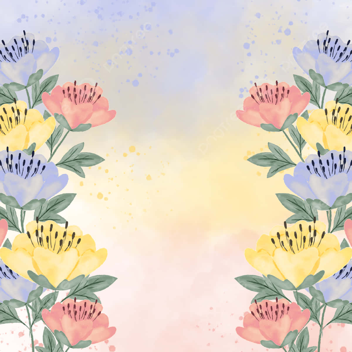 Pastel Floral Watercolor Background Wallpaper