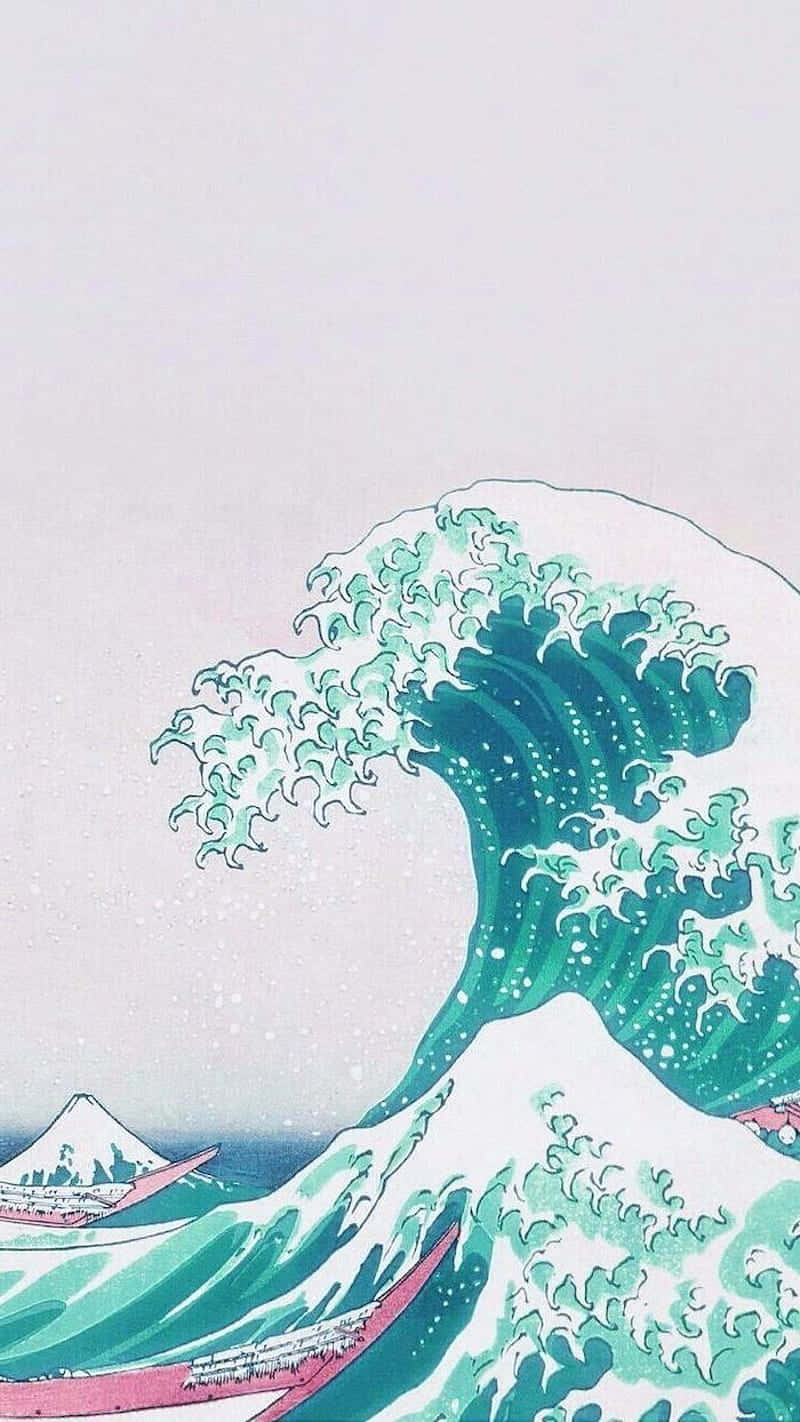 Pastel Great Wave Aesthetic Wallpaper