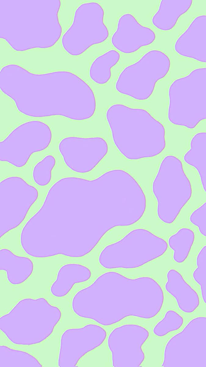 Pastel Green Purple Cow Print Pattern Wallpaper