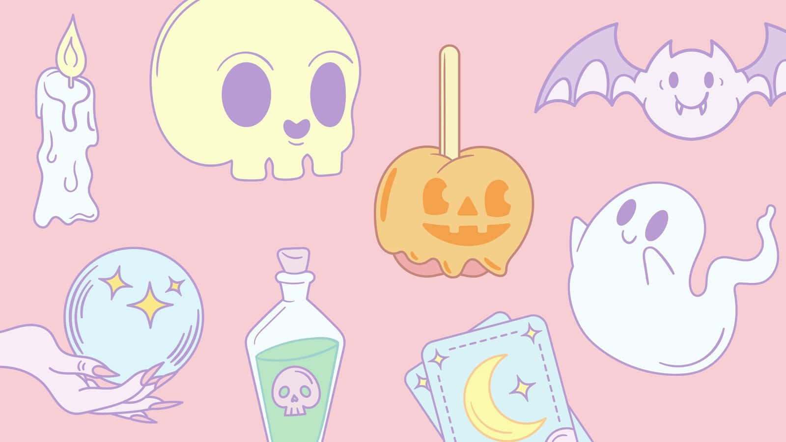 Pastel Halloween Elements Vector Wallpaper