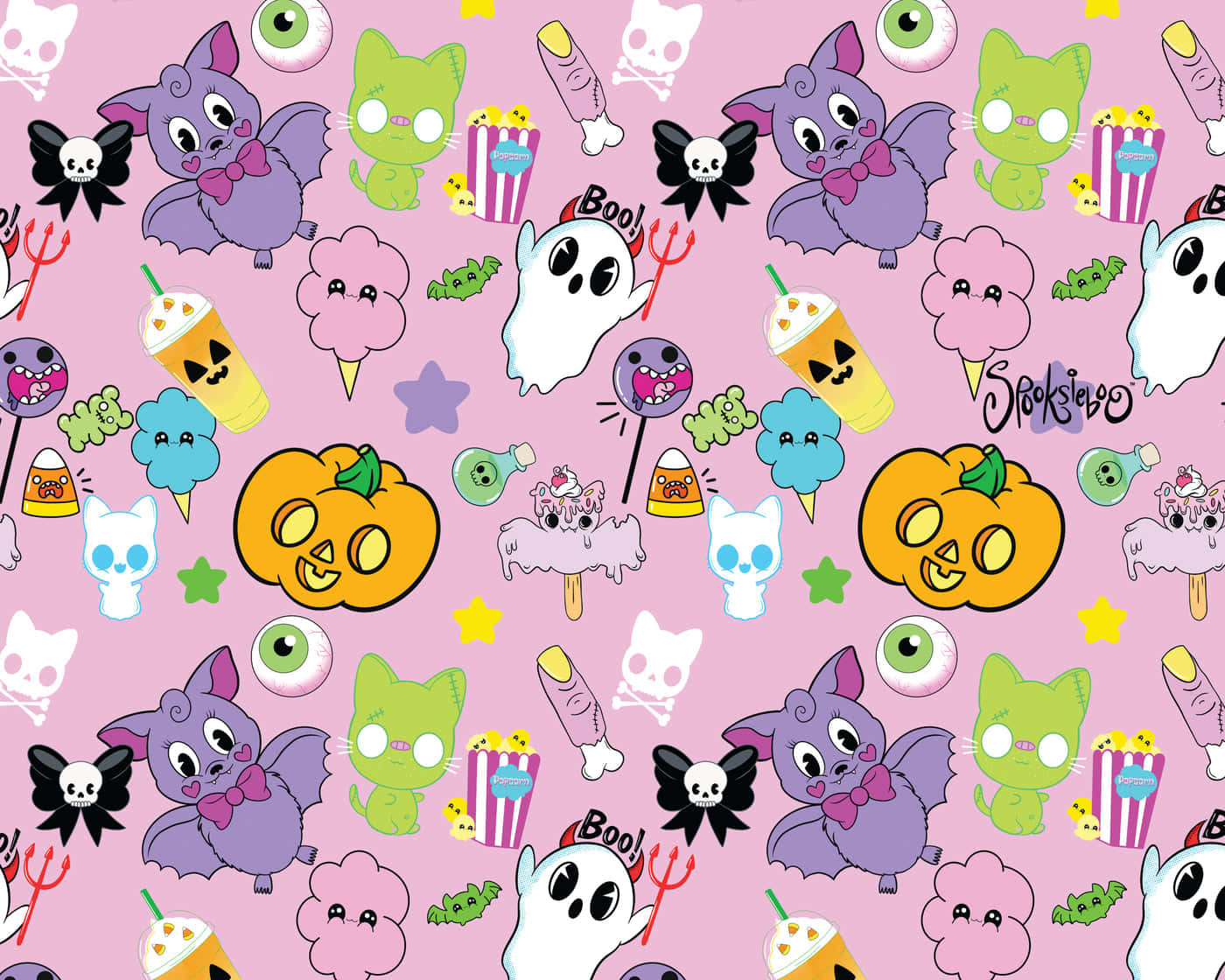 Pastel Halloween Pattern Wallpaper