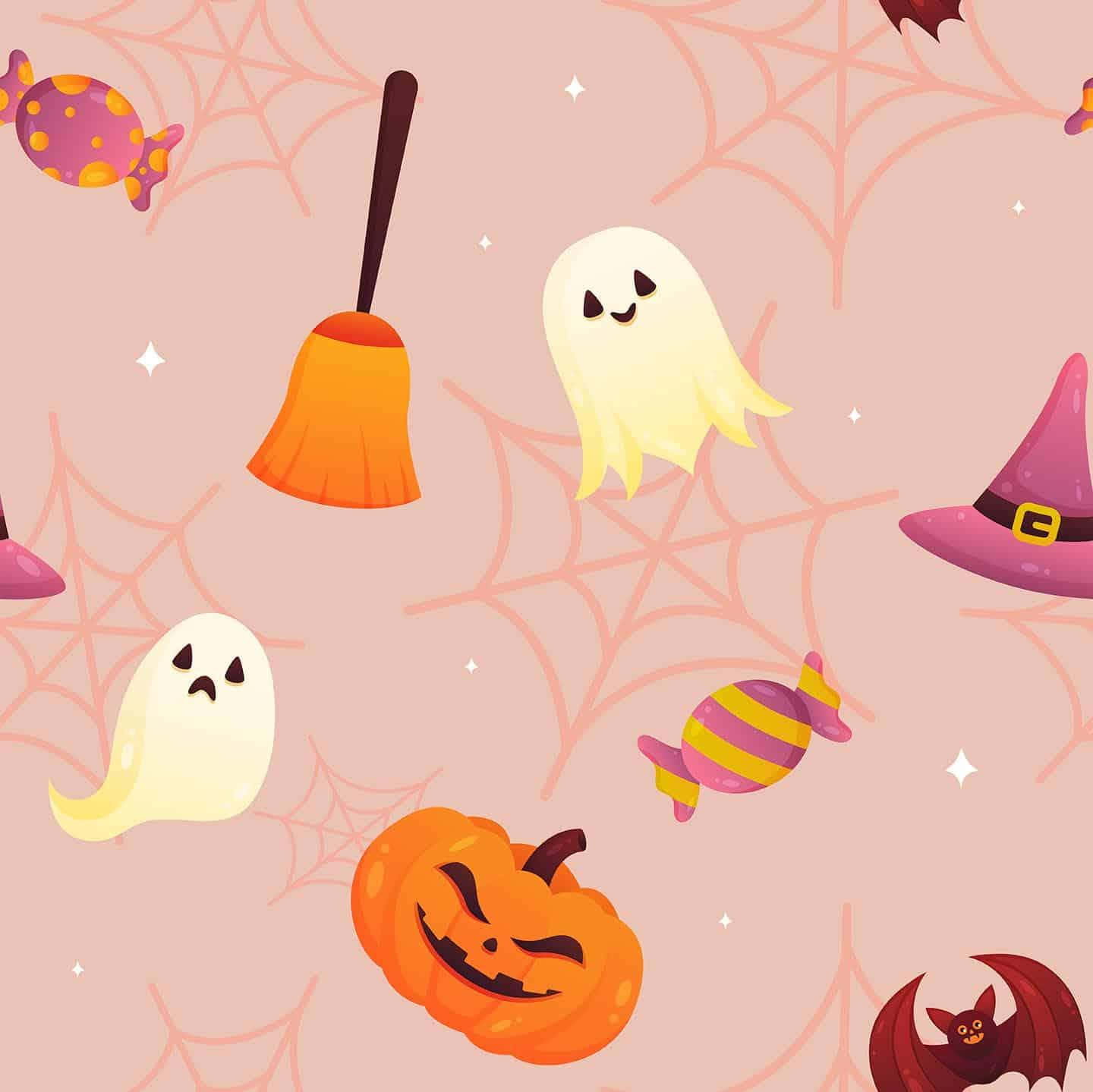 Pastel Halloween Pattern Wallpaper