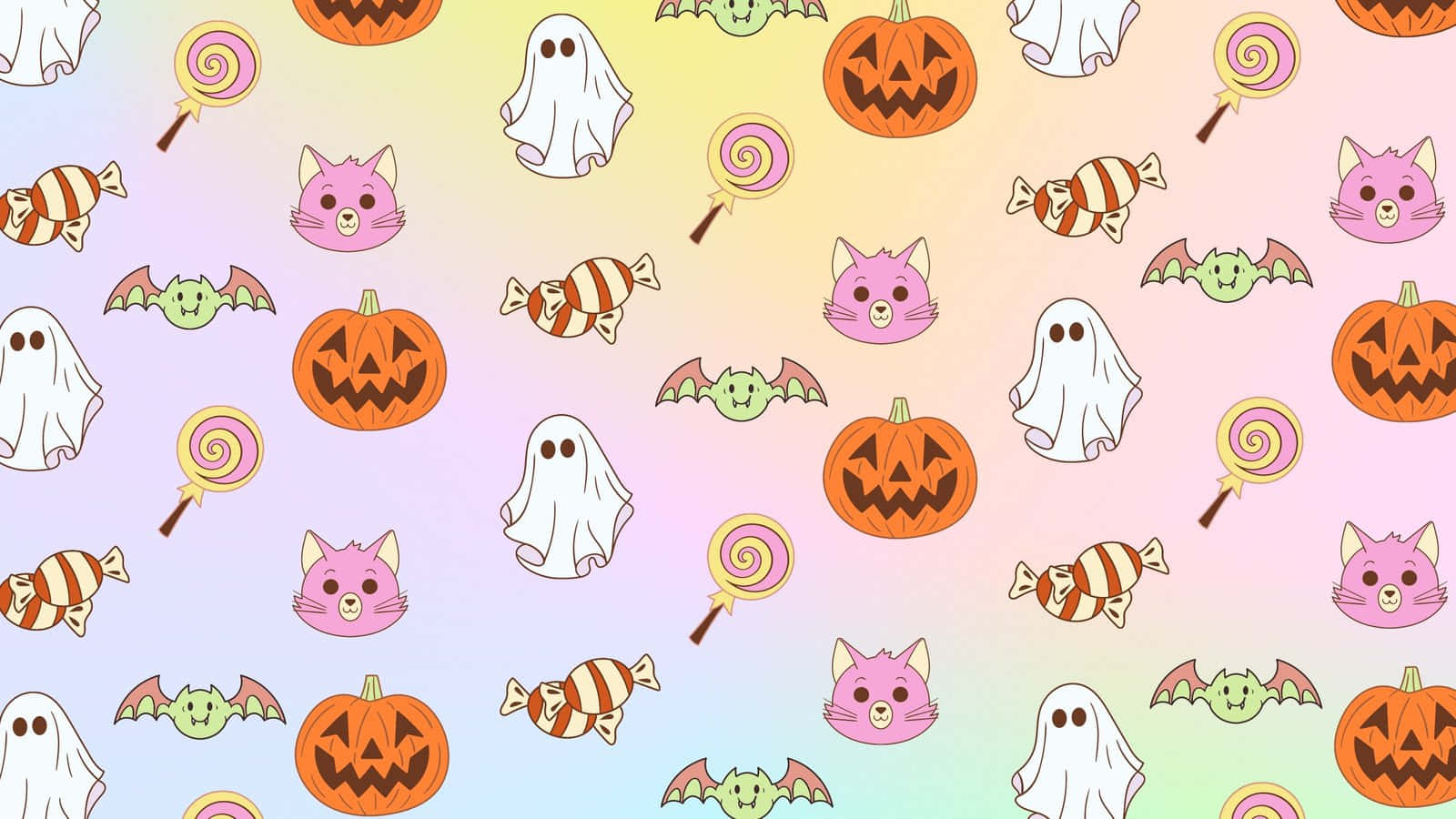 Pastel Halloween Pattern Wallpaper