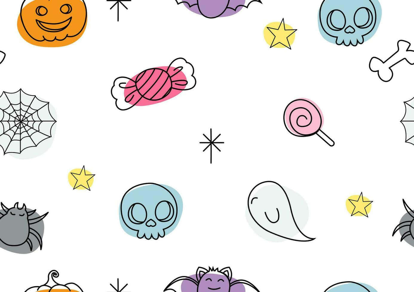 Pastel Halloween Pattern Wallpaper