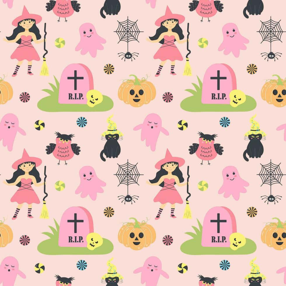 Pastel Halloween Pattern Wallpaper