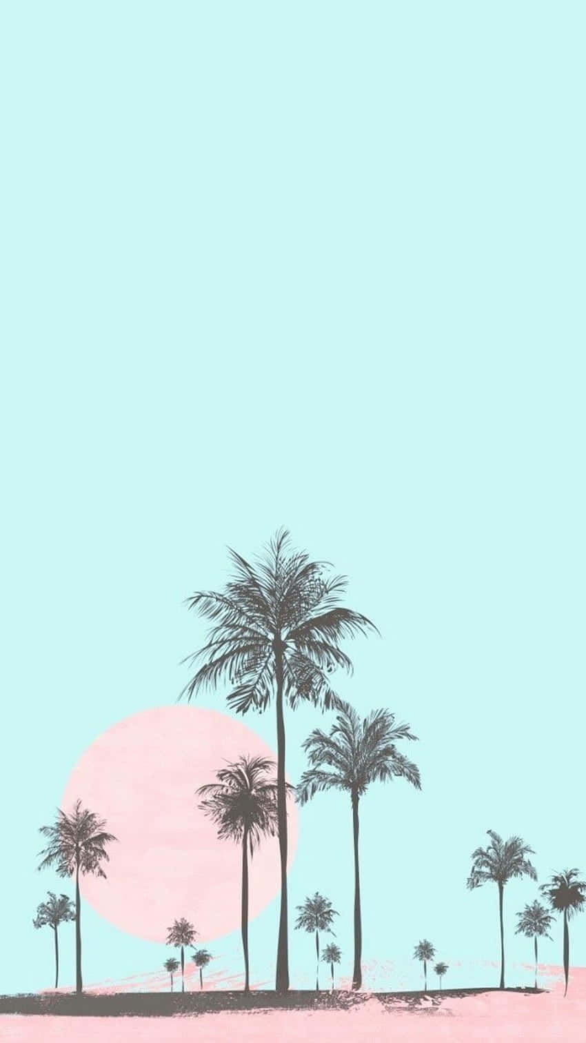 Pastel Palm Summer Aesthetic Wallpaper