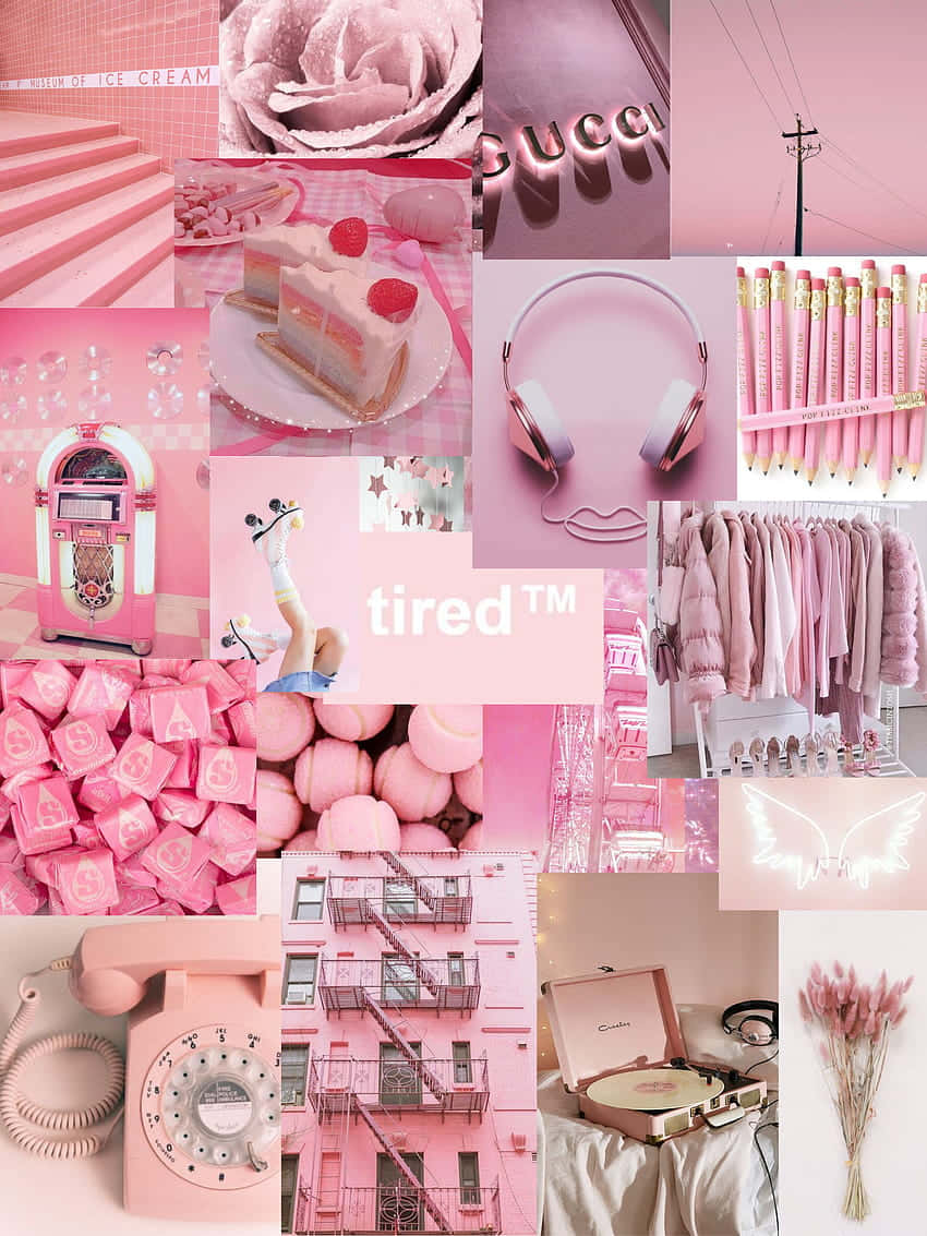 Pastel Pink Aesthetic Collage Wallpaper