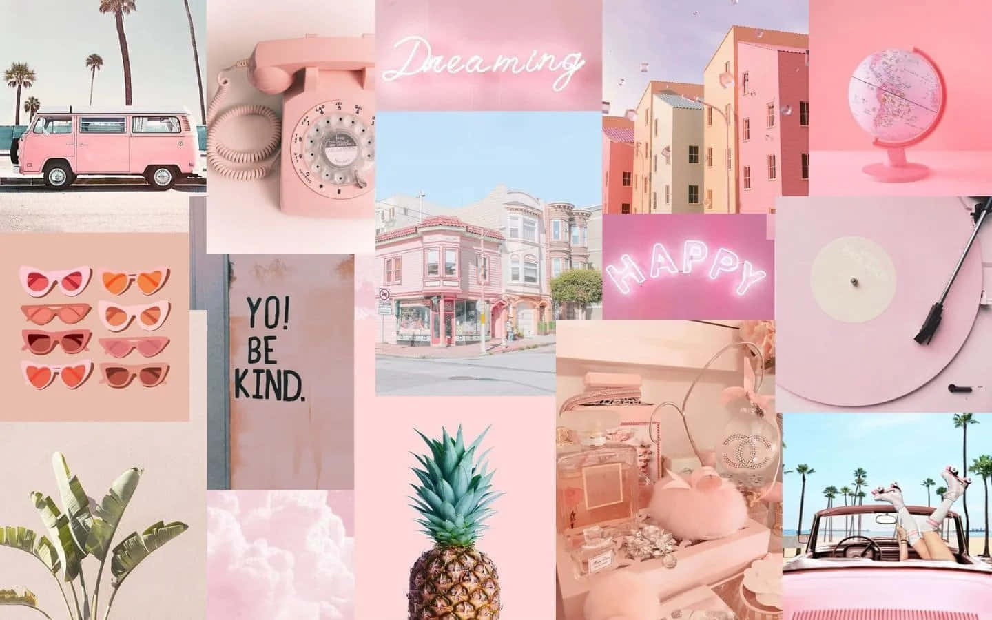 Pastel Pink Aesthetic Collage Wallpaper