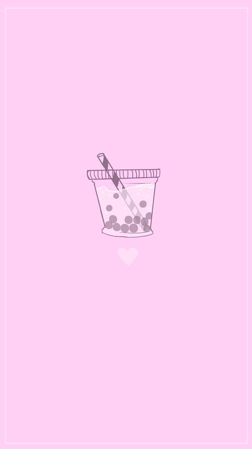 Pastel Pink Boba Tea Illustration Wallpaper