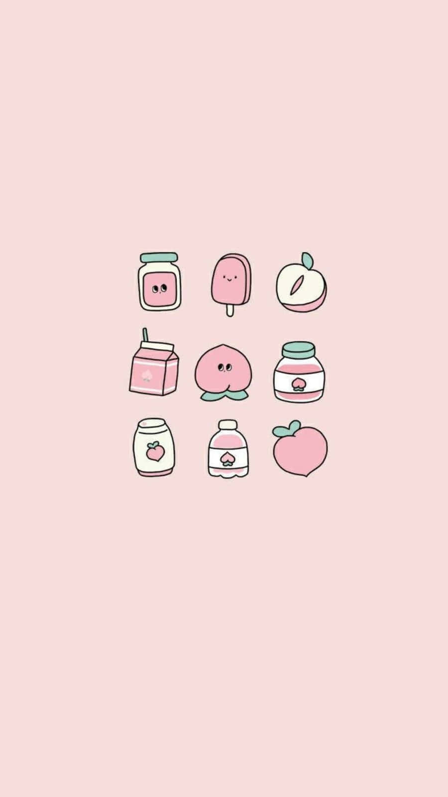 Pastel Pink Kawaii Icons Wallpaper