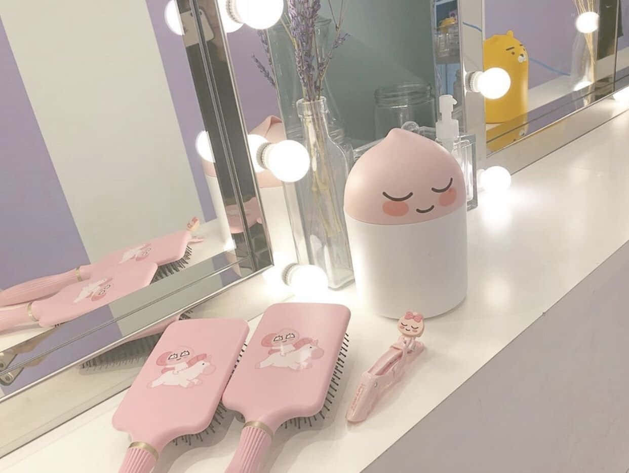 Pastel Pink Vanity Accessories Wallpaper