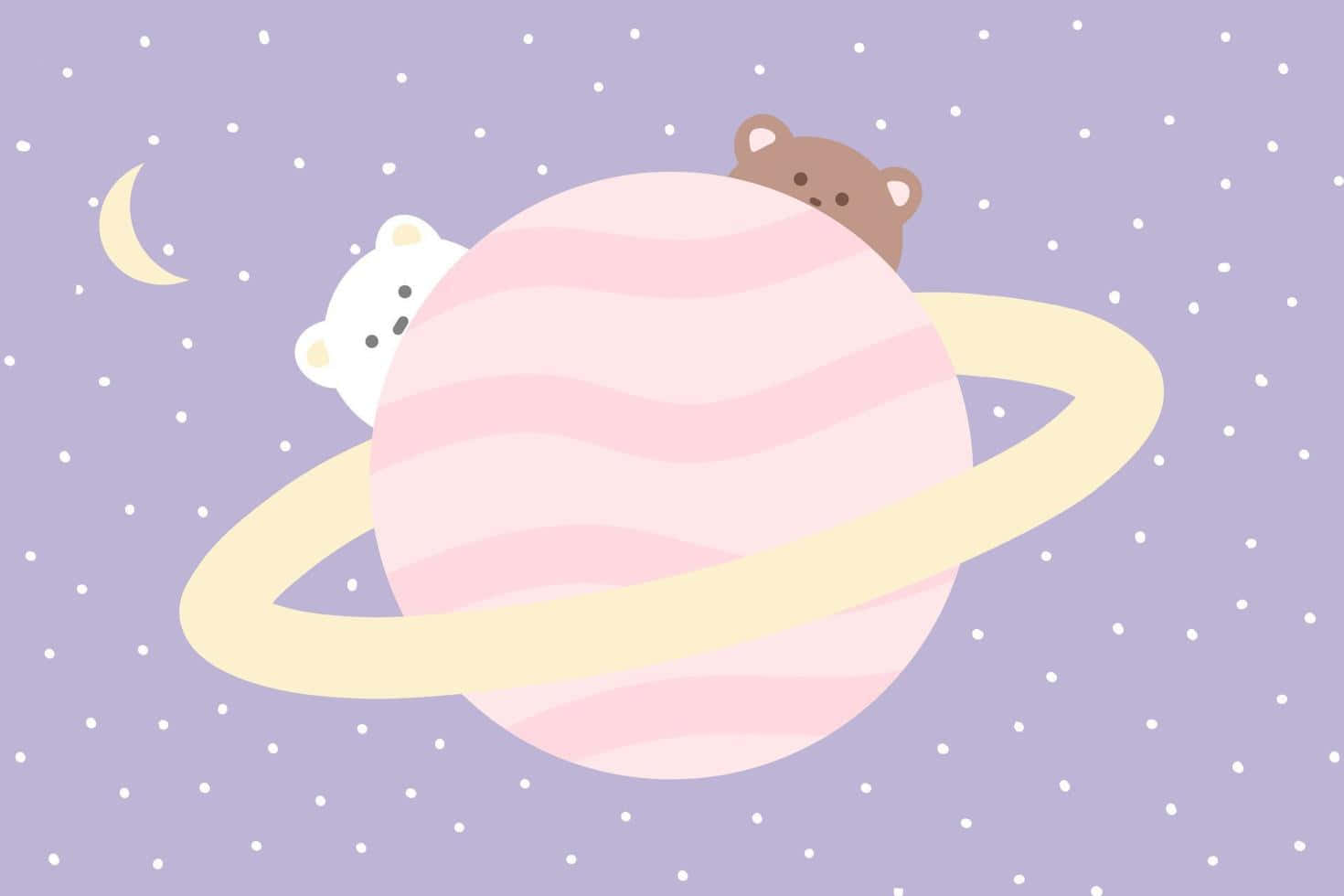 Pastel Planet Bearsin Space Wallpaper