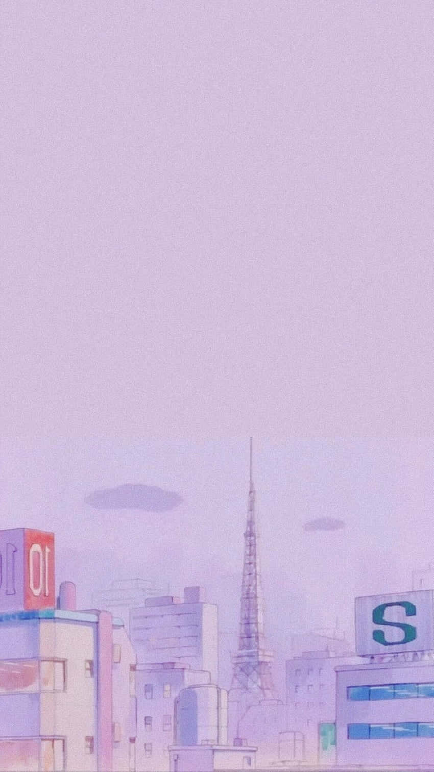 Pastel Purple Cityscape Aesthetic Wallpaper