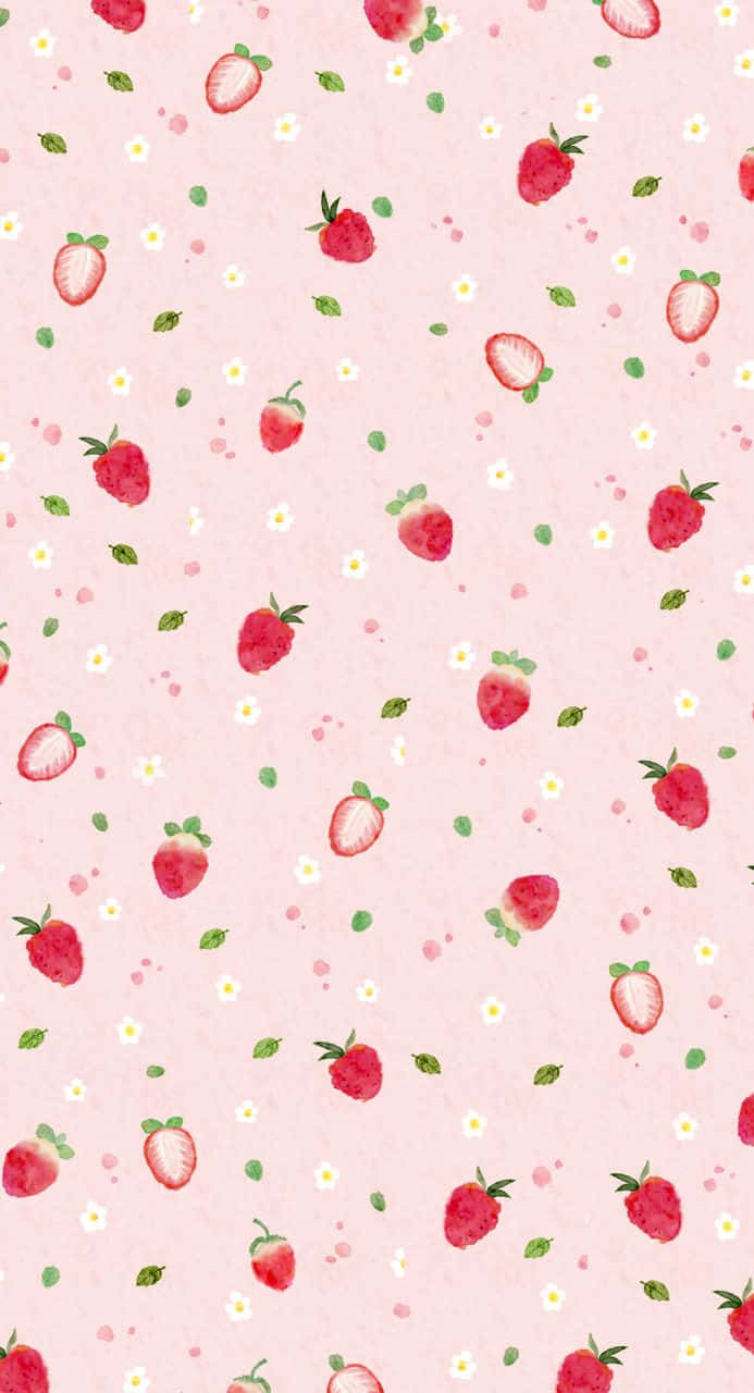 Pastel Sliced Strawberry Wallpaper