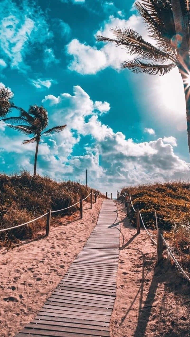 Pastel Summer Boardwalk Beach Path Wallpaper