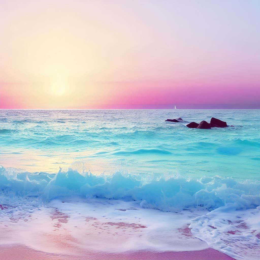 Pastel Sunset Beach Aesthetic Wallpaper