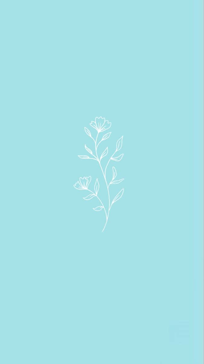 Pastel Teal Floral Sketch Wallpaper