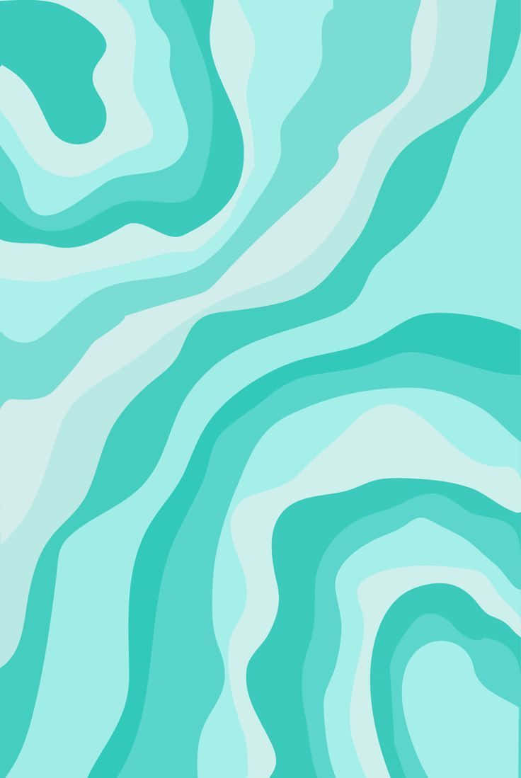 Pastel Teal Wavy Pattern Wallpaper