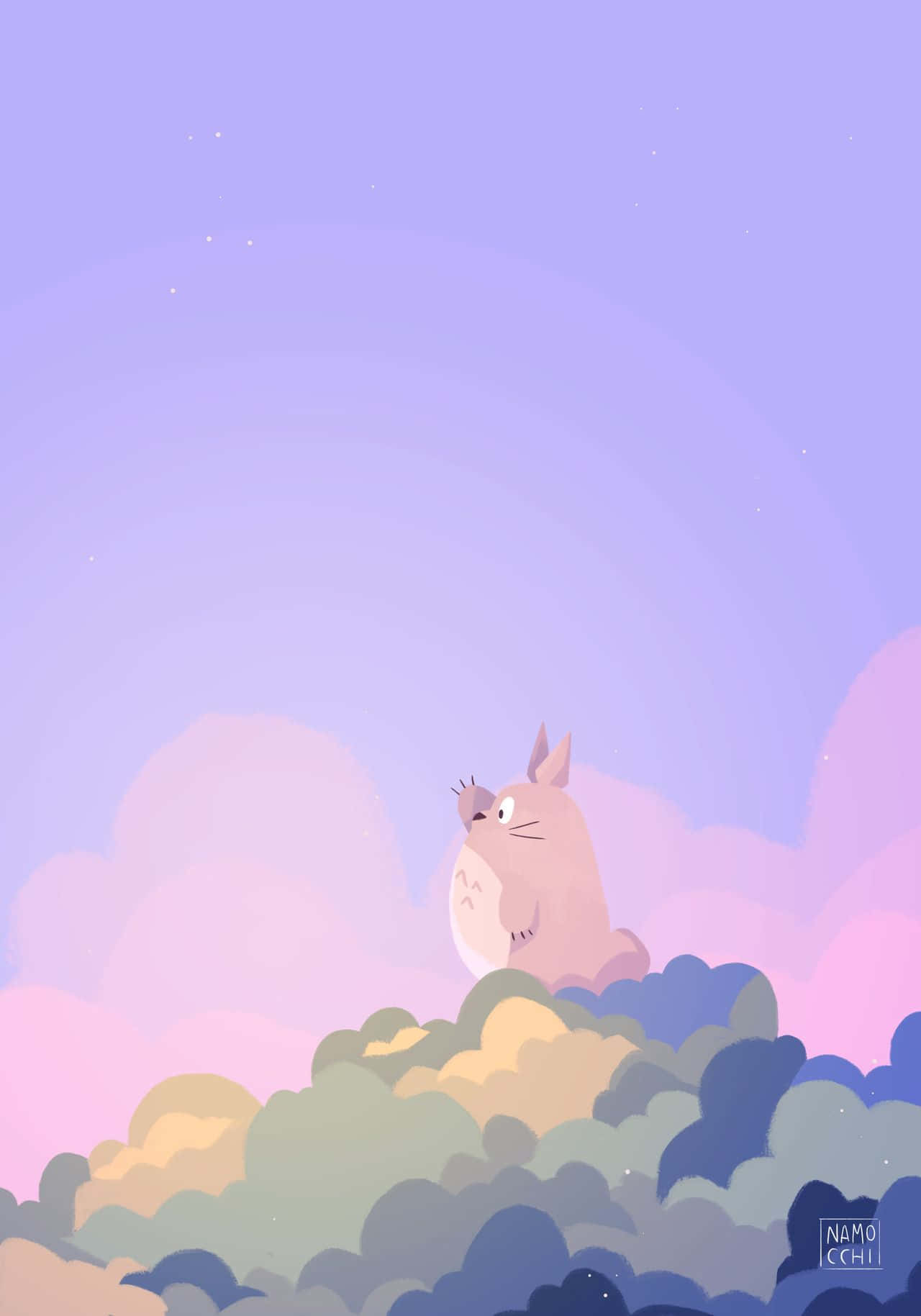 Pastel_ Totoro_ Sunset Wallpaper