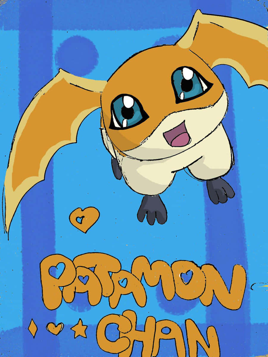 Patamon, The Lovable Digital Monster From The Digimon Adventure Series In A Playful Moment. Wallpaper