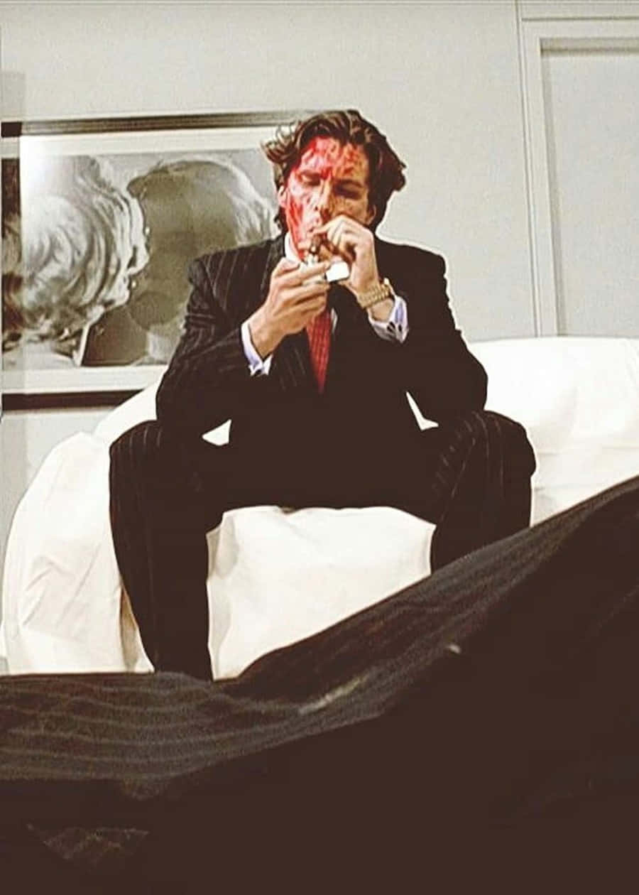 Patrick Bateman Bloodied Face Wallpaper