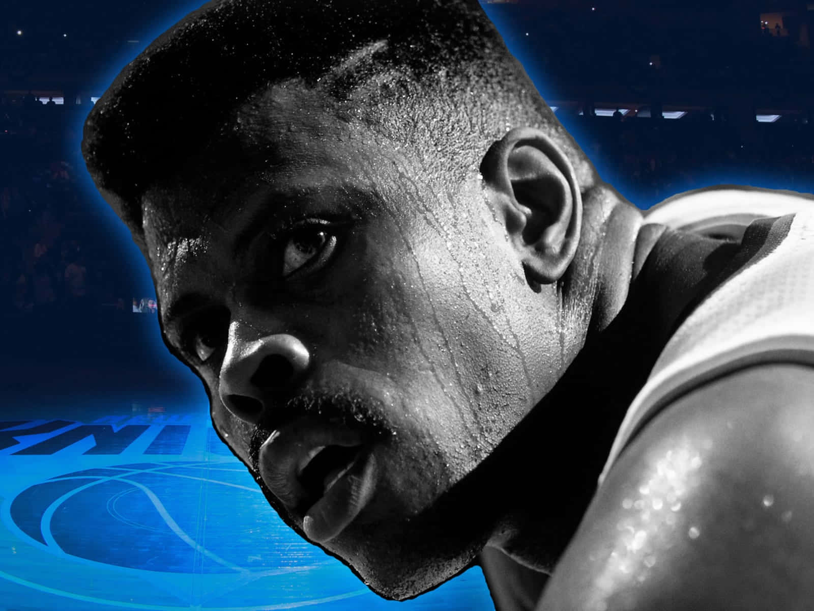 Patrick Ewing Black And White Poster Wallpaper