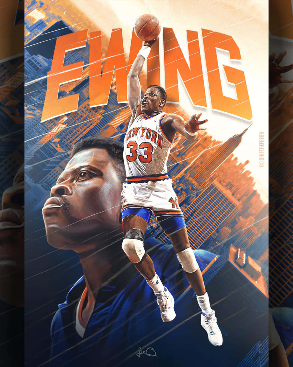 Patrick Ewing Dunk Graphic Art Poster Wallpaper